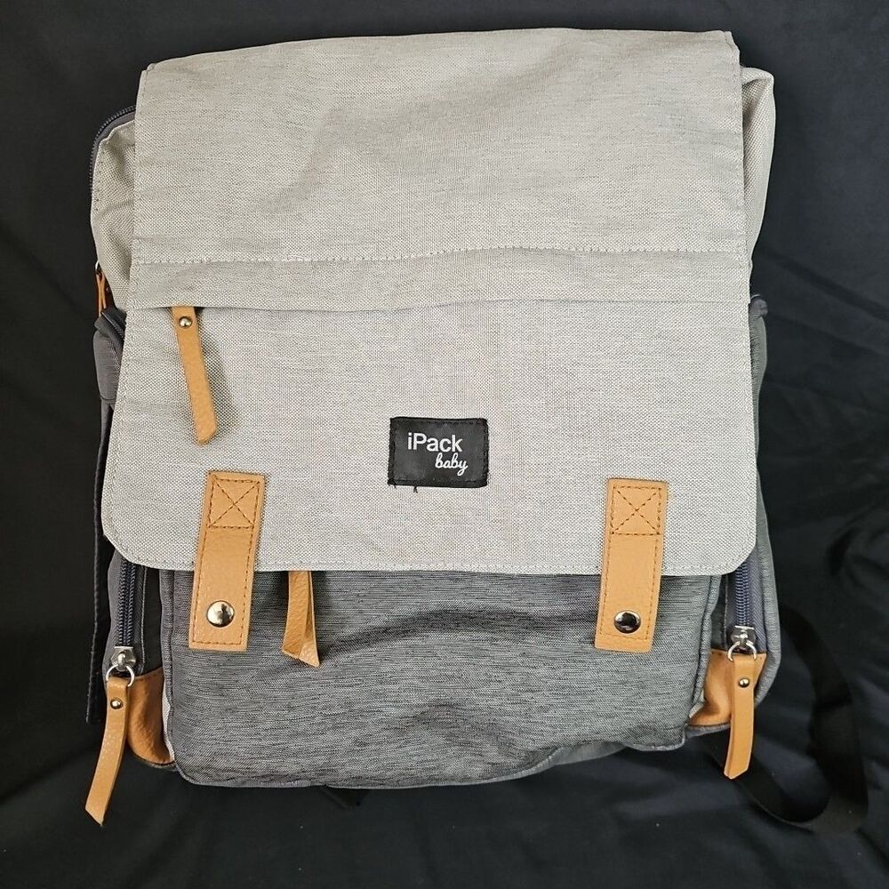 iPack Carry All Backpack Diaper Bag, Solid Print/Gray